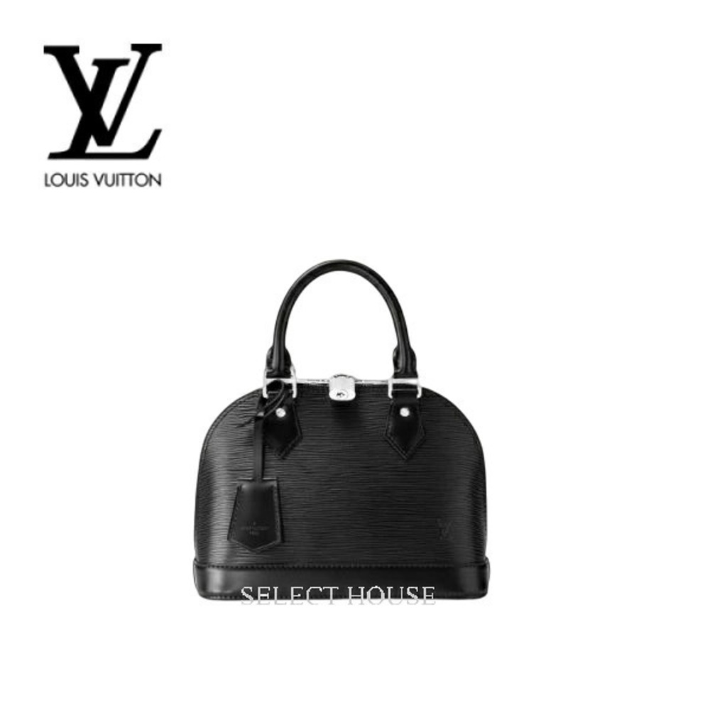 Louis Vuitton Alma Shoulder Top Handle Bag Leather Black